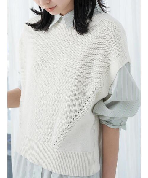 earth music&ecology(アースミュージックアンドエコロジー)の「前後2wayニットベスト*(ベスト・レディース・オフホワイト/カーキ/グレイッシュベージュ・FREE)」の18枚目の写真