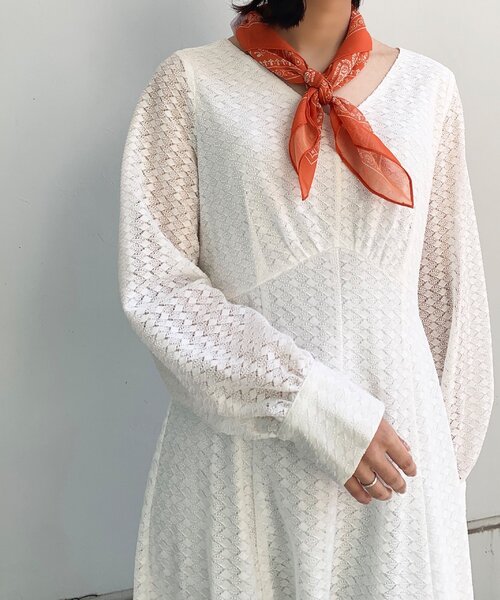 OPAQUE.CLIP（オペークドットクリップ）の「◆Vネックレースワンピース（ワンピース・レディース・オフホワイト/ライトグリーン・38/36）」の16枚目の写真