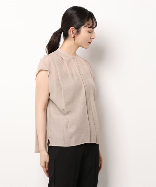 Q（キュー）の「シアーレーヨンスキッパーシャツ（シャツ/ブラウス・レディース・ブラック/アイボリー/マスタード/ラベンダー/ベージュ・MEDIUM）」の12枚目の写真