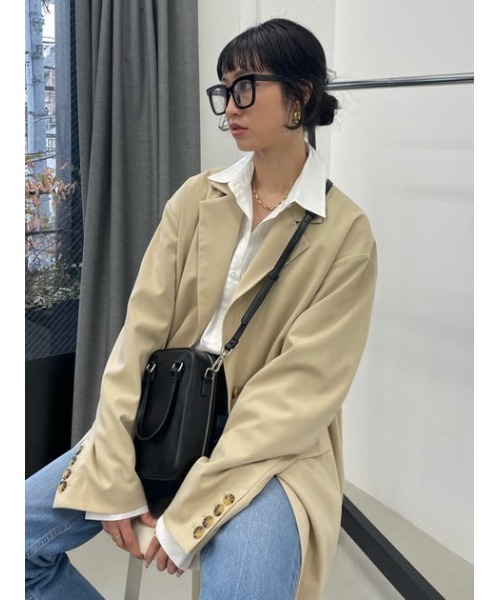 SLY（スライ）の「OVER TAILOR JK オーバー テイラージャケット セットアップ可能（テーラードジャケット・レディース・ベージュ/杢グレー・FREE）」の17枚目の写真