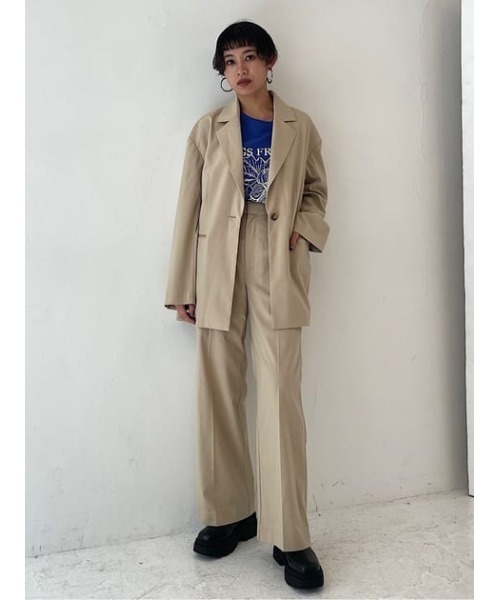 SLY（スライ）の「OVER TAILOR JK オーバー テイラージャケット セットアップ可能（テーラードジャケット・レディース・ベージュ/杢グレー・FREE）」の19枚目の写真