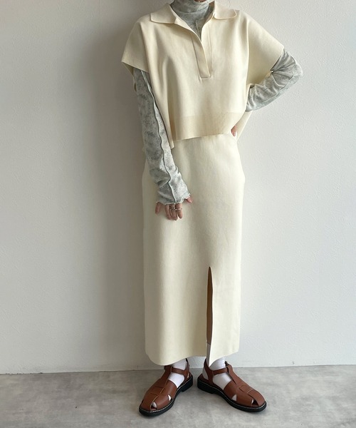 w closet(ダブルクローゼット)の「スリット入りⅠラインスカート(スカート・レディース・ブラック/ブルー/オフホワイト/ピンク・FREE)」の22枚目の写真