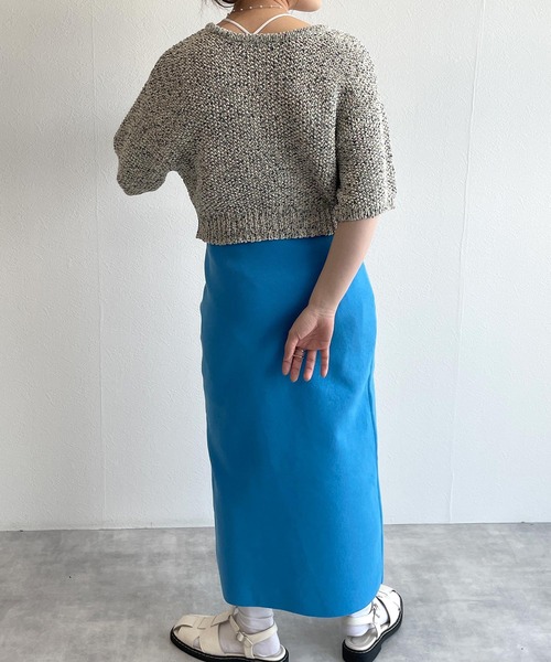 w closet(ダブルクローゼット)の「スリット入りⅠラインスカート(スカート・レディース・ブラック/ブルー/オフホワイト/ピンク・FREE)」の6枚目の写真