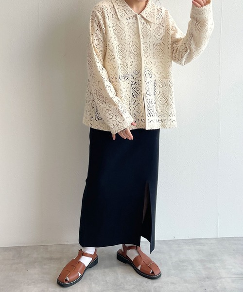 w closet(ダブルクローゼット)の「スリット入りⅠラインスカート(スカート・レディース・ブラック/ブルー/オフホワイト/ピンク・FREE)」の9枚目の写真