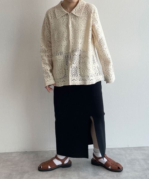 w closet(ダブルクローゼット)の「スリット入りⅠラインスカート(スカート・レディース・ブラック/ブルー/オフホワイト/ピンク・FREE)」の16枚目の写真