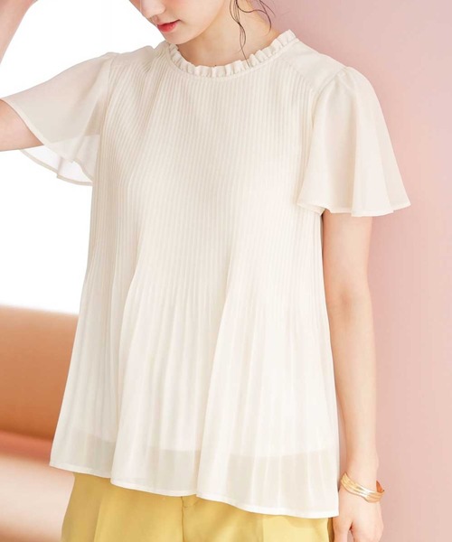 GeeRA(ジーラ)の「プリーツシフォンブラウス(シャツ/ブラウス・レディース・ブラック/ベージュ/アイボリー/ブルー・MEDIUM/LARGE/X-LARGE/XX-LARGE)」の1枚目の写真