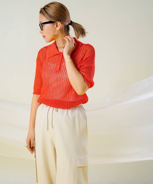 未使用^_^BY★メッシュポロニット AZUL BY MOUSSY | メッシュポロニット (カーディガン ) |SHEL