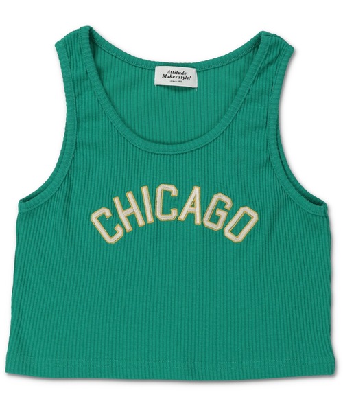 SPINNS（スピンズ）の「CHICAGOロゴ ショート丈タンクトップ