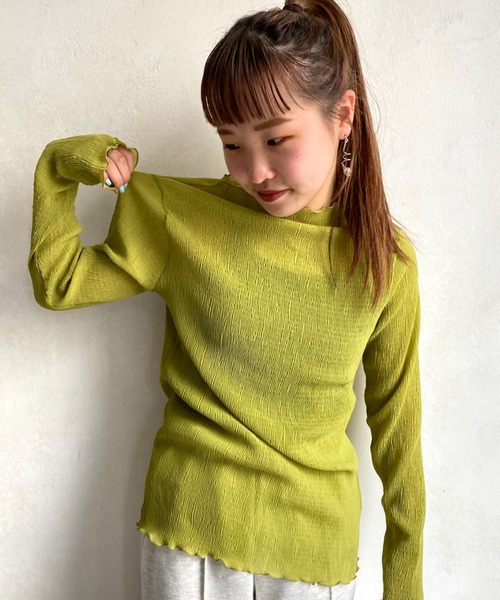 CPCM(シーピーシーエム)の「シアー楊柳プリーツインナー(シャツ/ブラウス・レディース・ブラック/パープル/アイボリー/グリーン系その他・FREE)」の11枚目の写真