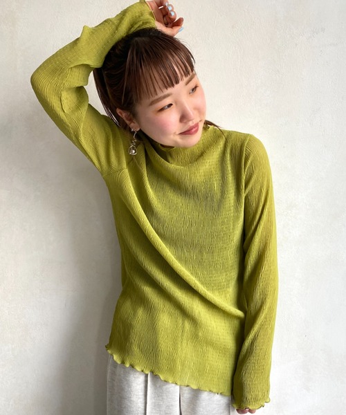CPCM(シーピーシーエム)の「シアー楊柳プリーツインナー(シャツ/ブラウス・レディース・ブラック/パープル/アイボリー/グリーン系その他・FREE)」の12枚目の写真