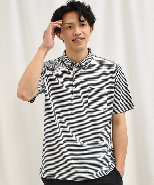 SPENDY'S Store（スペンディーズストア）の「接触冷感　ボタンダウンポロシャツ（ポロシャツ・メンズ・ホワイト/ネイビー/サックスブルー/その他・LL/M/L）」の4枚目の写真