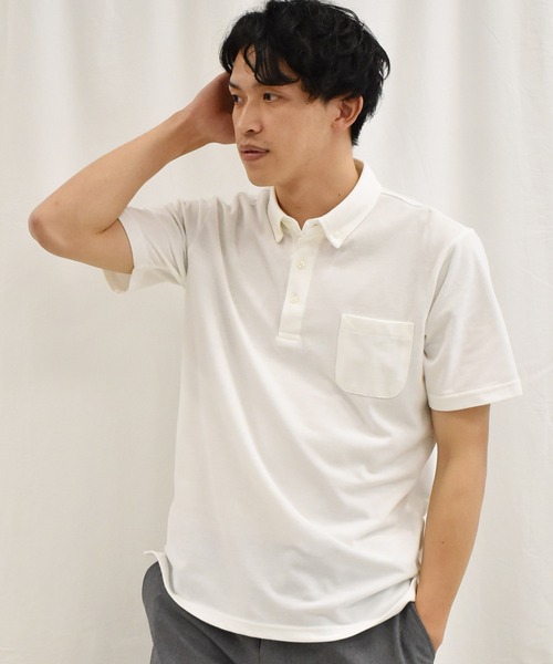 SPENDY'S Store（スペンディーズストア）の「接触冷感　ボタンダウンポロシャツ（ポロシャツ・メンズ・ホワイト/ネイビー/サックスブルー/その他・LL/M/L）」の8枚目の写真