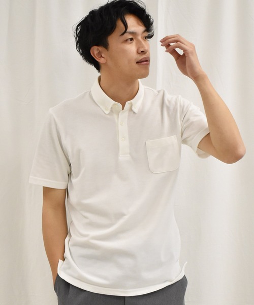 SPENDY'S Store（スペンディーズストア）の「接触冷感　ボタンダウンポロシャツ（ポロシャツ・メンズ・ホワイト/ネイビー/サックスブルー/その他・LL/M/L）」の7枚目の写真