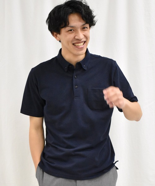SPENDY'S Store（スペンディーズストア）の「接触冷感　ボタンダウンポロシャツ（ポロシャツ・メンズ・ホワイト/ネイビー/サックスブルー/その他・LL/M/L）」の14枚目の写真
