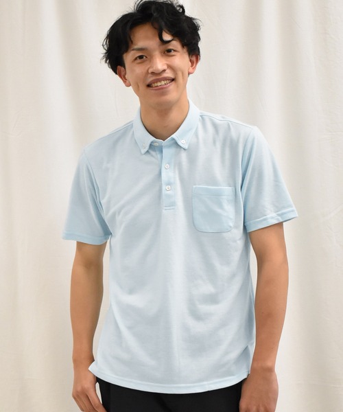SPENDY'S Store（スペンディーズストア）の「接触冷感　ボタンダウンポロシャツ（ポロシャツ・メンズ・ホワイト/ネイビー/サックスブルー/その他・LL/M/L）」の22枚目の写真