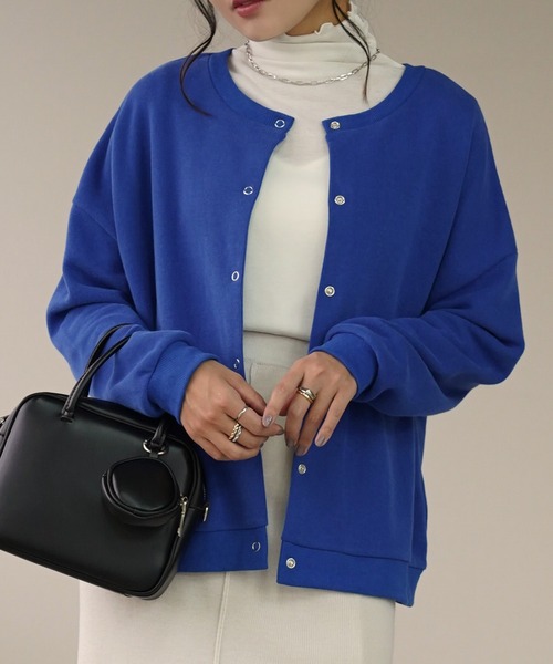 IAMUSE（アイアミューズ）の「2WAYスウェットカーディガン S0625【IAMUSE】（カーディガン/ボレロ・レディース・ブラック/ベージュ/杢グレー/アイボリー/ブルー/モスグリーン/パープル・FREE）」の8枚目の写真