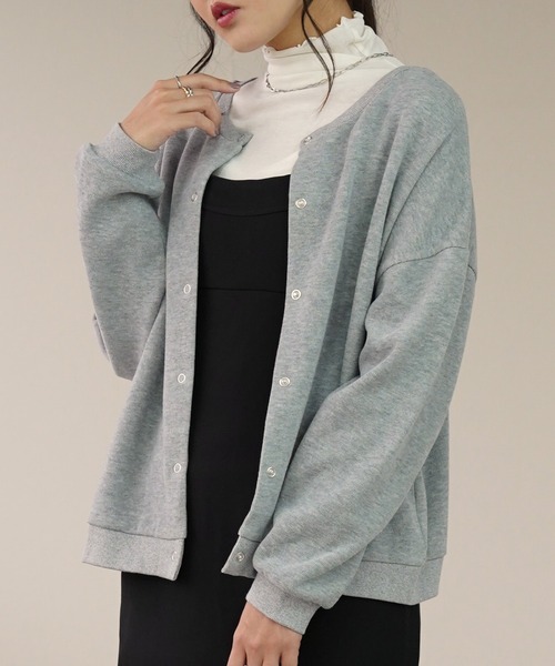 IAMUSE（アイアミューズ）の「2WAYスウェットカーディガン S0625【IAMUSE】（カーディガン/ボレロ・レディース・ブラック/ベージュ/杢グレー/アイボリー/ブルー/モスグリーン/パープル・FREE）」の12枚目の写真