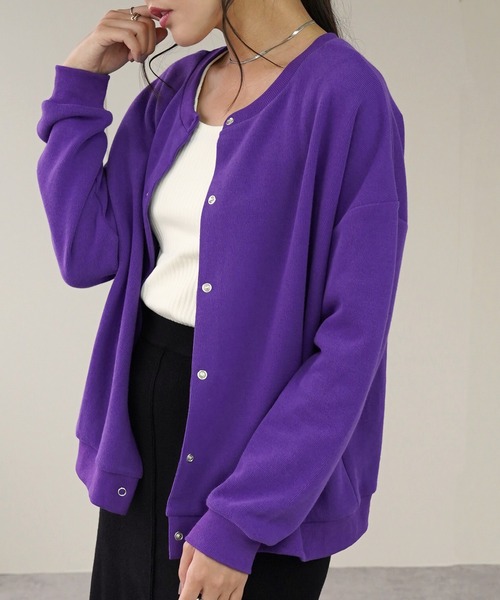 IAMUSE（アイアミューズ）の「2WAYスウェットカーディガン S0625【IAMUSE】（カーディガン/ボレロ・レディース・ブラック/ベージュ/杢グレー/アイボリー/ブルー/モスグリーン/パープル・FREE）」の14枚目の写真