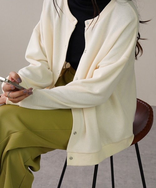 IAMUSE（アイアミューズ）の「2WAYスウェットカーディガン S0625【IAMUSE】（カーディガン/ボレロ・レディース・ブラック/ベージュ/杢グレー/アイボリー/ブルー/モスグリーン/パープル・FREE）」の16枚目の写真