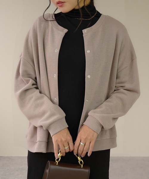 IAMUSE（アイアミューズ）の「2WAYスウェットカーディガン S0625【IAMUSE】（カーディガン/ボレロ・レディース・ブラック/ベージュ/杢グレー/アイボリー/ブルー/モスグリーン/パープル・FREE）」の18枚目の写真