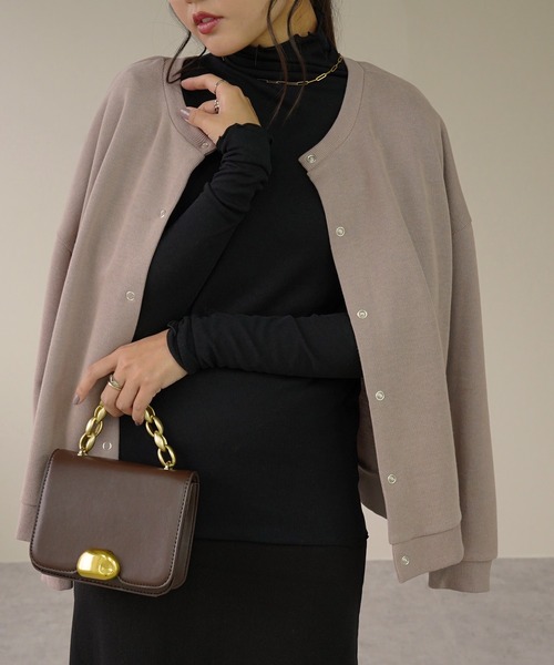 IAMUSE（アイアミューズ）の「2WAYスウェットカーディガン S0625【IAMUSE】（カーディガン/ボレロ・レディース・ブラック/ベージュ/杢グレー/アイボリー/ブルー/モスグリーン/パープル・FREE）」の19枚目の写真