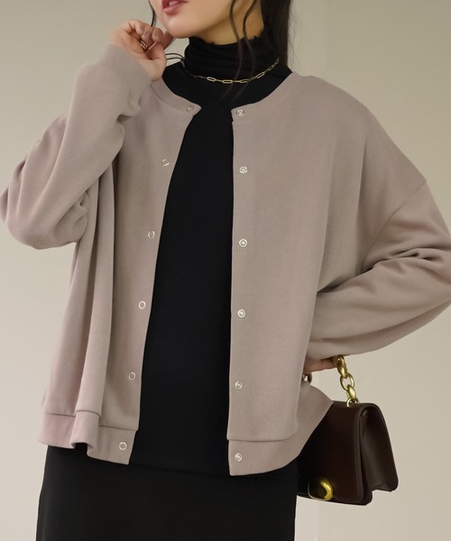 IAMUSE（アイアミューズ）の「2WAYスウェットカーディガン S0625【IAMUSE】（カーディガン/ボレロ・レディース・ブラック/ベージュ/杢グレー/アイボリー/ブルー/モスグリーン/パープル・FREE）」の20枚目の写真