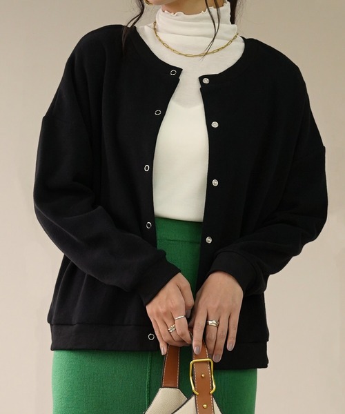 IAMUSE（アイアミューズ）の「2WAYスウェットカーディガン S0625【IAMUSE】（カーディガン/ボレロ・レディース・ブラック/ベージュ/杢グレー/アイボリー/ブルー/モスグリーン/パープル・FREE）」の21枚目の写真