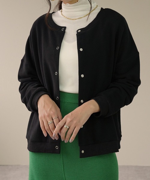 IAMUSE（アイアミューズ）の「2WAYスウェットカーディガン S0625【IAMUSE】（カーディガン/ボレロ・レディース・ブラック/ベージュ/杢グレー/アイボリー/ブルー/モスグリーン/パープル・FREE）」の22枚目の写真