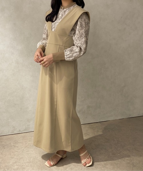 apres jour clair（アプレジュールクレア）の「【apres jour clair】Vネックジャンスカ 【ZOZOTOWN限定アイテム】（ジャンパースカート・レディース・グレイッシュベージュ/ダークブラウン/ベージュ・X-LARGE/フリー）」の17枚目の写真