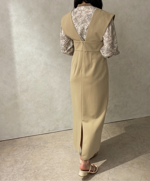 apres jour clair（アプレジュールクレア）の「【apres jour clair】Vネックジャンスカ 【ZOZOTOWN限定アイテム】（ジャンパースカート・レディース・グレイッシュベージュ/ダークブラウン/ベージュ・X-LARGE/フリー）」の8枚目の写真