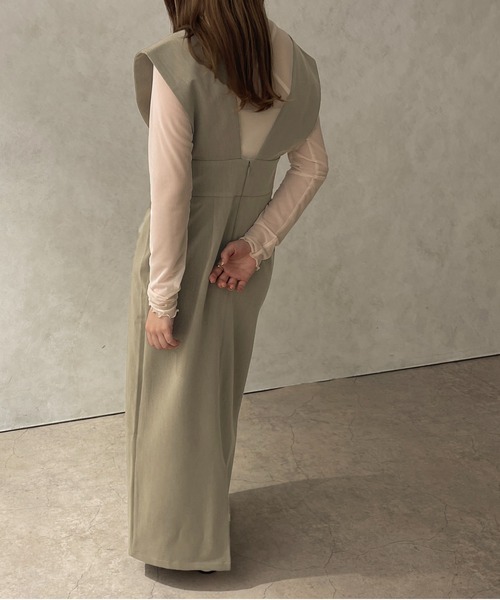 apres jour clair（アプレジュールクレア）の「【apres jour clair】Vネックジャンスカ 【ZOZOTOWN限定アイテム】（ジャンパースカート・レディース・グレイッシュベージュ/ダークブラウン/ベージュ・X-LARGE/フリー）」の15枚目の写真