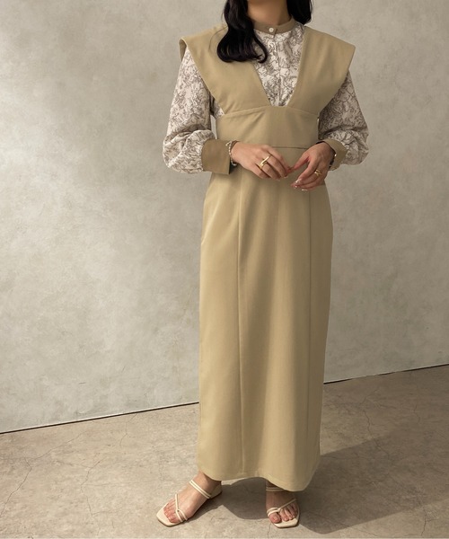 apres jour clair（アプレジュールクレア）の「【apres jour clair】Vネックジャンスカ 【ZOZOTOWN限定アイテム】（ジャンパースカート・レディース・グレイッシュベージュ/ダークブラウン/ベージュ・X-LARGE/フリー）」の22枚目の写真