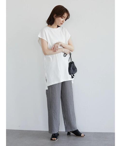 Petit fleur（プチフルール）の「・Petit Fleur フレンチスリーブカットチュニック（Tシャツ/カットソー・レディース・ブラック/オフホワイト/モカ/ライトカーキ・FREE）」の10枚目の写真