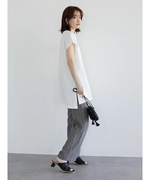 Petit fleur（プチフルール）の「・Petit Fleur フレンチスリーブカットチュニック（Tシャツ/カットソー・レディース・ブラック/オフホワイト/モカ/ライトカーキ・FREE）」の17枚目の写真