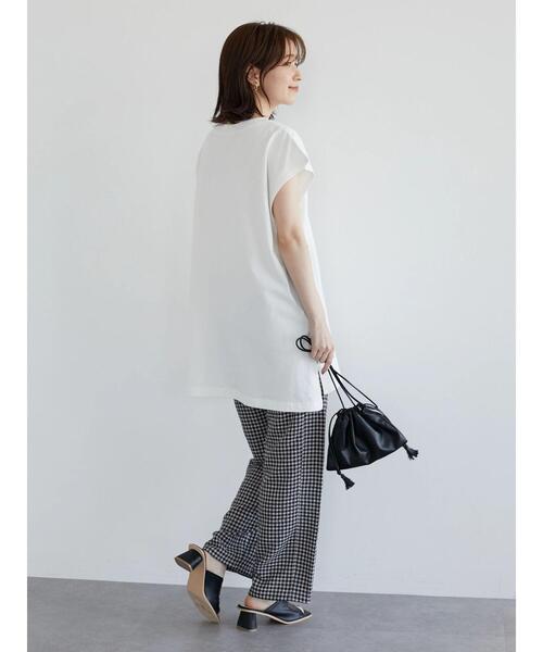 Petit fleur（プチフルール）の「・Petit Fleur フレンチスリーブカットチュニック（Tシャツ/カットソー・レディース・ブラック/オフホワイト/モカ/ライトカーキ・FREE）」の20枚目の写真