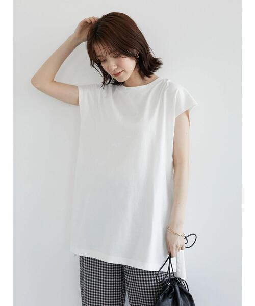 Petit fleur（プチフルール）の「・Petit Fleur フレンチスリーブカットチュニック（Tシャツ/カットソー・レディース・ブラック/オフホワイト/モカ/ライトカーキ・FREE）」の5枚目の写真