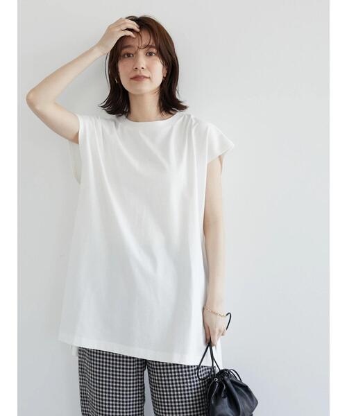 Petit fleur（プチフルール）の「・Petit Fleur フレンチスリーブカットチュニック（Tシャツ/カットソー・レディース・ブラック/オフホワイト/モカ/ライトカーキ・FREE）」の13枚目の写真