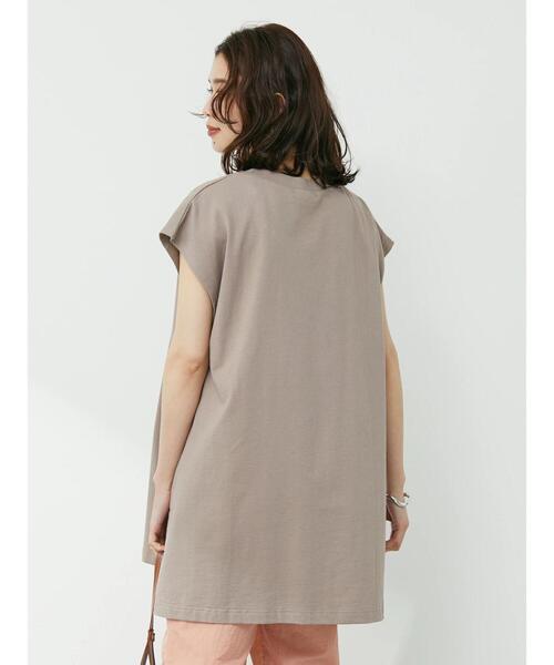 Petit fleur（プチフルール）の「・Petit Fleur フレンチスリーブカットチュニック（Tシャツ/カットソー・レディース・ブラック/オフホワイト/モカ/ライトカーキ・FREE）」の6枚目の写真