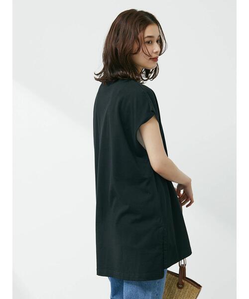 Petit fleur（プチフルール）の「・Petit Fleur フレンチスリーブカットチュニック（Tシャツ/カットソー・レディース・ブラック/オフホワイト/モカ/ライトカーキ・FREE）」の14枚目の写真