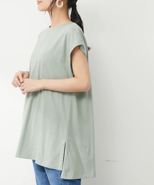 Petit fleur（プチフルール）の「・Petit Fleur フレンチスリーブカットチュニック（Tシャツ/カットソー・レディース・ブラック/オフホワイト/モカ/ライトカーキ・FREE）」の4枚目の写真