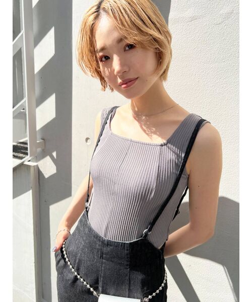 EMODA（エモダ）の「コンパクトフィットタンクトップ（タンクトップ・レディース・ホワイト/ブラック/グレー/ブルー・FREE）」の5枚目の写真