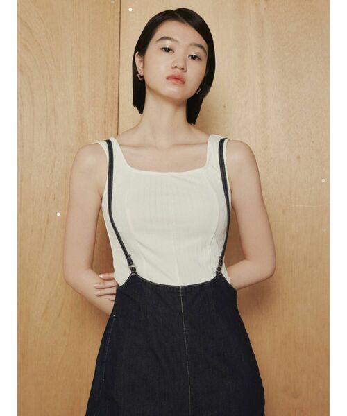 EMODA（エモダ）の「コンパクトフィットタンクトップ（タンクトップ・レディース・ホワイト/ブラック/グレー/ブルー・FREE）」の12枚目の写真