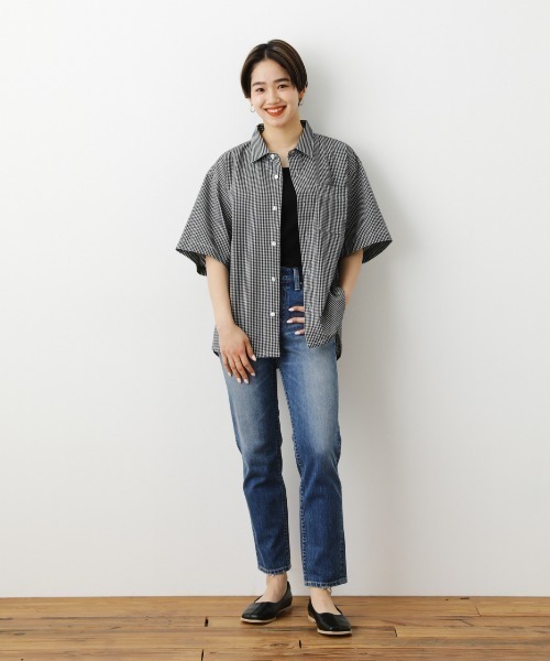 RODEO CROWNS WIDE BOWL（ロデオクラウンズワイドボウル）の「シアーサッカー半袖シャツ（シャツ/ブラウス・レディース・ホワイト/ネイビー/ブラック系その他/ライトイエロー・FREE）」の14枚目の写真