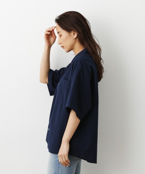 RODEO CROWNS WIDE BOWL（ロデオクラウンズワイドボウル）の「シアーサッカー半袖シャツ（シャツ/ブラウス・レディース・ホワイト/ネイビー/ブラック系その他/ライトイエロー・FREE）」の15枚目の写真