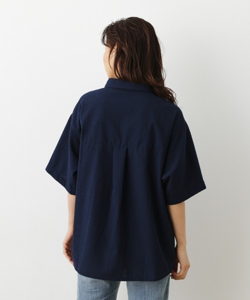 RODEO CROWNS WIDE BOWL（ロデオクラウンズワイドボウル）の「シアーサッカー半袖シャツ（シャツ/ブラウス・レディース・ホワイト/ネイビー/ブラック系その他/ライトイエロー・FREE）」の10枚目の写真