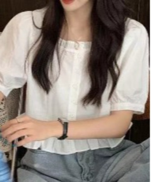 gossip！ロサンゼルス（ゴシップロサンゼルス）の「パフスリーブ・ミニ丈シャツ（シャツ/ブラウス・レディース・ホワイト/ピンク/イエロー・FREE）」の5枚目の写真