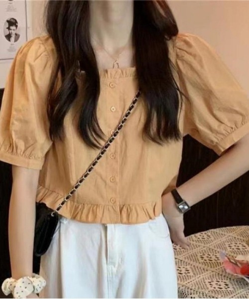 gossip！ロサンゼルス（ゴシップロサンゼルス）の「パフスリーブ・ミニ丈シャツ（シャツ/ブラウス・レディース・ホワイト/ピンク/イエロー・FREE）」の7枚目の写真