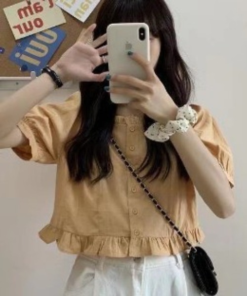 gossip！ロサンゼルス（ゴシップロサンゼルス）の「パフスリーブ・ミニ丈シャツ（シャツ/ブラウス・レディース・ホワイト/ピンク/イエロー・FREE）」の8枚目の写真