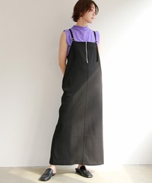 フロントジップサロペットスカート