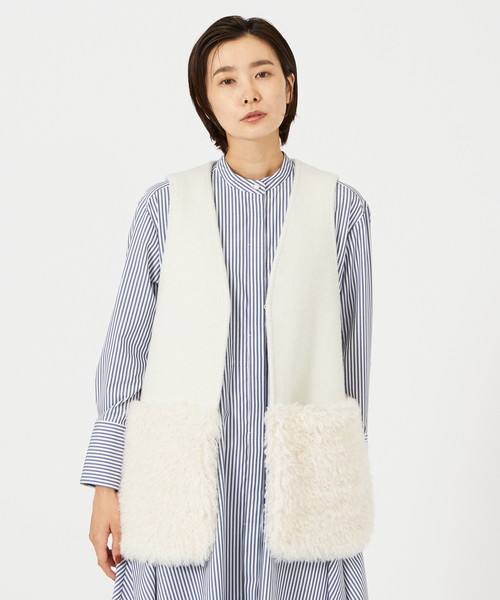 qualite（カリテ）の「ドッキングファージレ（ベスト・レディース・オフホワイト/グレイッシュベージュ・フリー）」の2枚目の写真